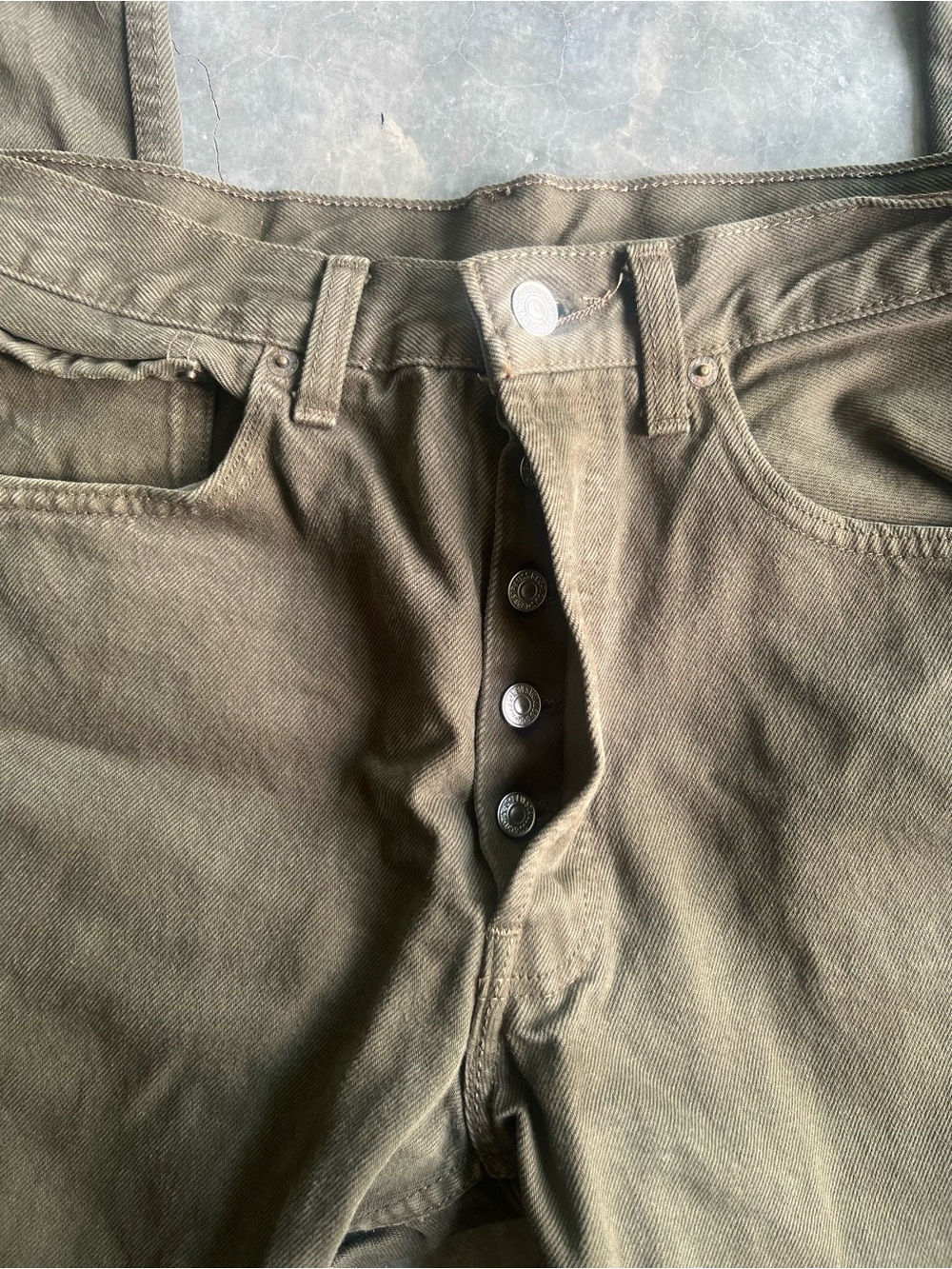 Vintage 90’s Levi's 501 men’s 32x32 Olive Green denim jeans made in USA - Picture 6 of 8